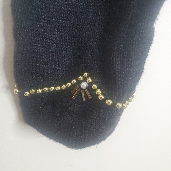 Victoria Jones black cardigan poinsettias and bead trim size large - Picture 2 of 6